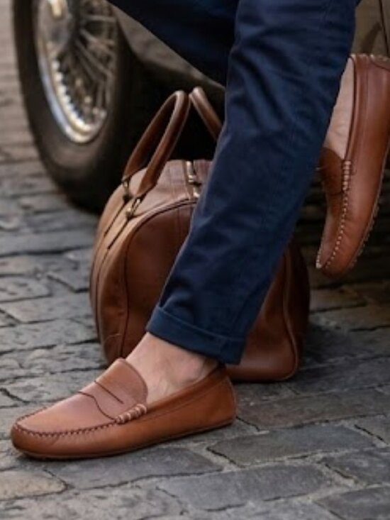 Men\'s Allen Edmonds Daytona Classic Driving Moccasin Loafers Shoes Tan 10.5 D main image 8